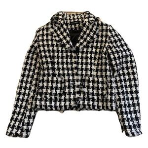 Vintage Beechers Brook Black and White Cropped Tweed Jacket - Size 6